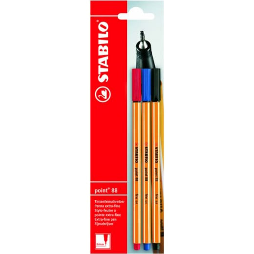 Stabilo Point 88 Blister Pens - Pack of 3
