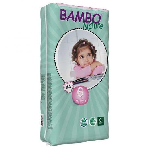 حفاضات بامبو ناتشر كلاسيك للأطفال ، مقاس 6 (16-30 كجم) ، 44 قطعة