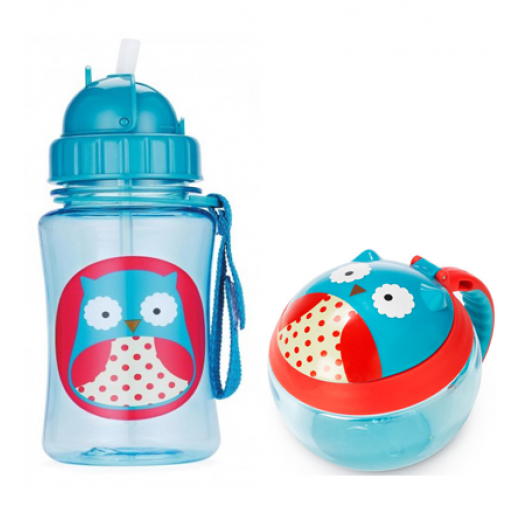 Skip Hop Zoo Straw Bottle & Snack Cup-Owl