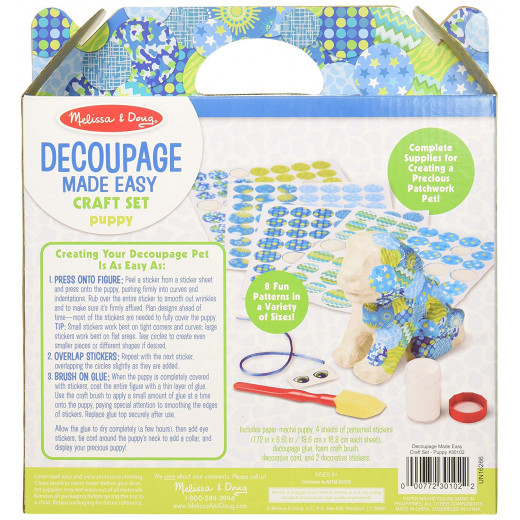 Melissa & Doug Decoupage Made Easy Puppy Paper Mache Craft Kit With Stickers