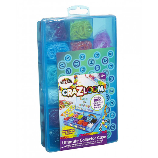 Cra-Z-Art Cra-Z-Loom Ultimate Collector Case with 1800 Rubber Bands, 50 S Clips and Alphabet Sticker Sheet