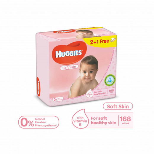 Huggies - For Soft Skin 168 Wipes