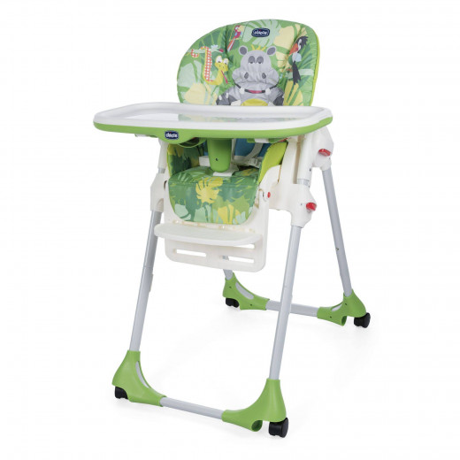 Chicco Polly Easy High Chair, 4 Wheels, Happy Jungle