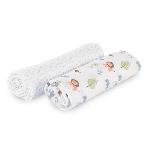 Chicco Swaddle Set X2 Pieces, Light Grey Animals