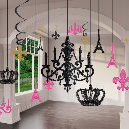 Amscan - A Day in Paris Glitter Chandelier Kit - 17 pieces