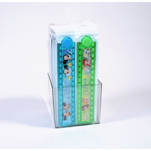 Mickey Mouse Plastic Ruler, 30 cm, Green or Blue - أزرق