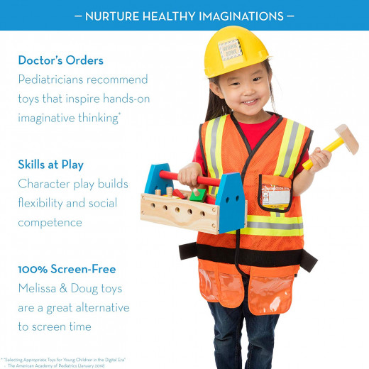 Melissa & Doug Construction Worker Role Play Costume Set, 3-6 years