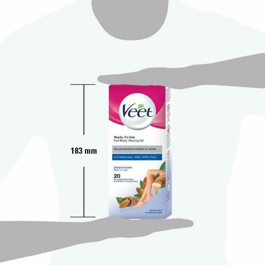 Veet Full Body Waxing Kit for Sensitive Skin, 20 Strips