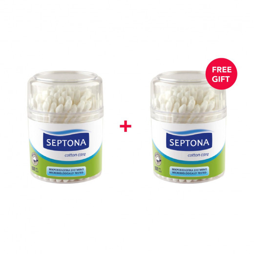 Septona 100 Cotton Buds in Plastic Jar - White Friday Offer - Buy 1 Get 1 Free