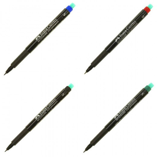 قلم ماركر دائم, باللون الازرق, 10 قطع من فابر كاستل