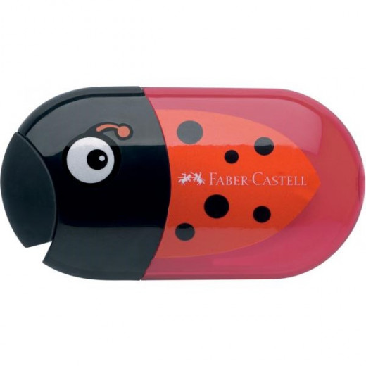 Faber-Castell Double Hole Pencil Sharpener and Eraser, Red Color, 18 Pieces