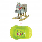 ababy Wooden Horse Offer - Buy One Wooden Horse and get Farlin - Baby Bath for FREE