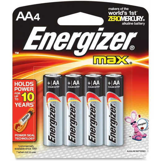 Energizer Battery Max (AA) E91 BP4 3+1 Free