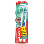 فرشاة أسنان كولجيت 360 للتنظيف الكامل للفم مع منظف الخد واللسان ، متنوعة