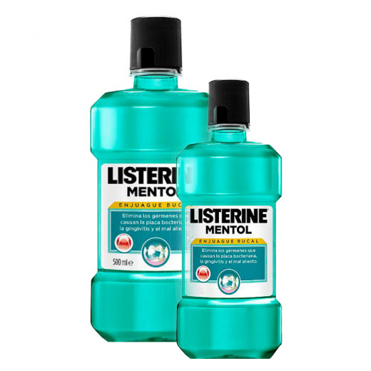 Listerine Menthol Mouthwash, 500 ml + 250 ml