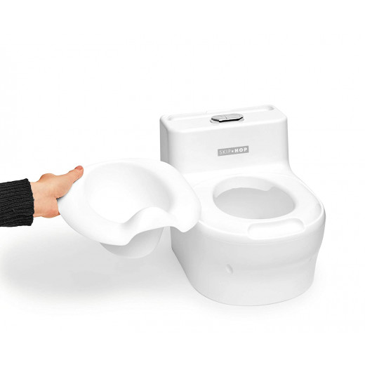 Skip Hop Made for Me Potty Training Toilet for Toddlers with Realistic Flushing Sound & Baby Wipes Holder, White