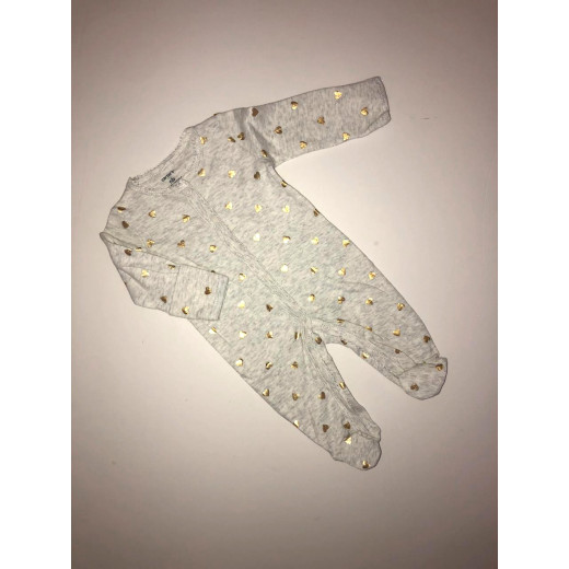 Carter's Grey Overall with Heart Dots - Newborn