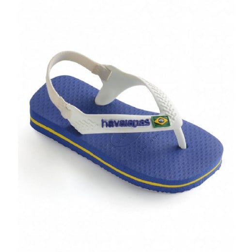 Havaianas Baby Brasil Logo, Blue, Size 21