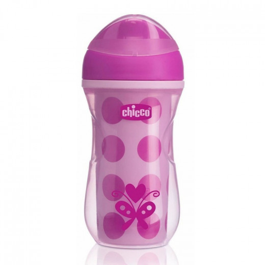 Chicco NaturalFit Insulated Rim Spout Trainer Sippy Cup, 266ml, Pink
