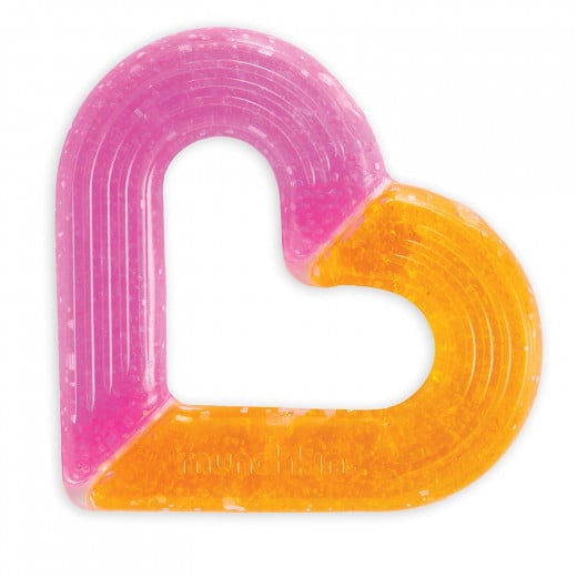 عضاضة جل ايس بتصميم شكل قلب من مانشكين - زهري وبرتقالي
