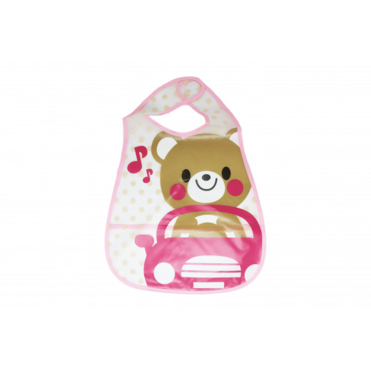 Plastic Baby Bib Waterproof, Bear- Pink
