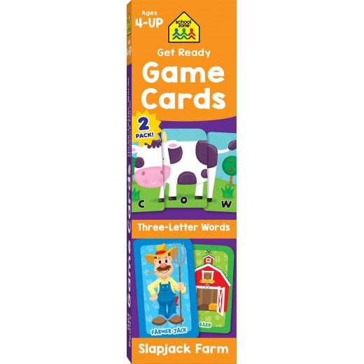 School Zone Get Ready Game Cards Three-Letter Words & Slapjack Farm 2-Pack, 112 بطاقة