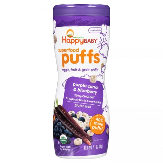Happy Baby Puffs Purple Carrot & blueberry Puffs - 60 g