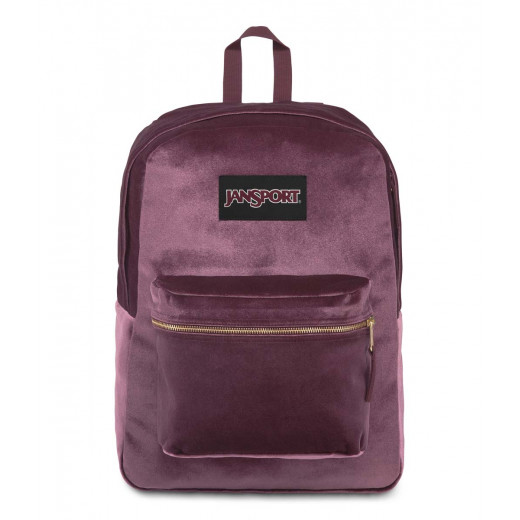 JanSport Superbreak Velvet Backpack, Dried Fig Velvet
