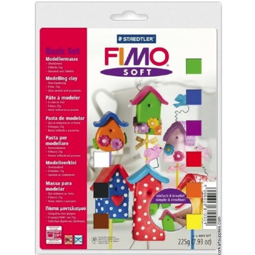 Staedtler Fimo Soft Oven Hardening Modelling Clay Basic Set - Assorted Colours, Pack of 12