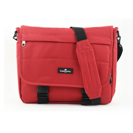 FaberCastell Light Shoulder Bag 3 Compt Backpack, Red
