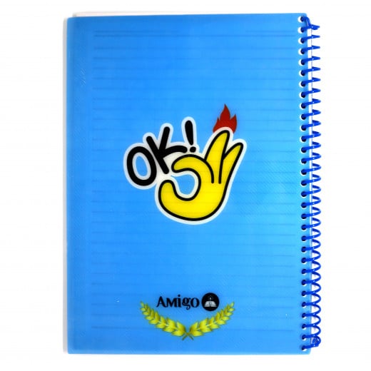Amigo OK Wire Notebook, Blue, 140 pages, 4 Subjects