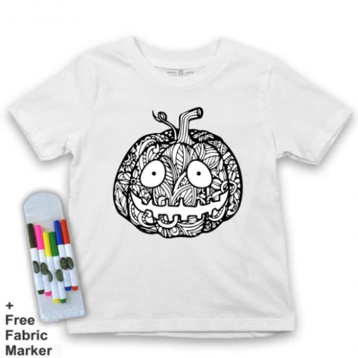 Mlabbas Kids Coloring T-Shirt, Pumpkin Design, 4 Years