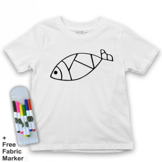 تي شيرت للأطفال, بتصميم سمكة, 8 سنوات من ملبس