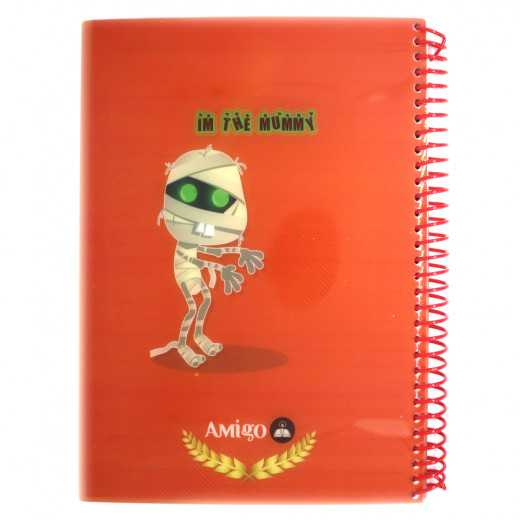 دفتر ملاحظات مع سلك بتصميم المومياء اللون الأحمر من أميجو: 175 صفحة,5 أقسام
