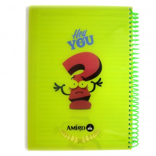 دفتر ملاحظات مع سلك بتصميم كتابة "هاي يو" اللون الأخضر من أميجو: 70 صفحة,2 أقسام