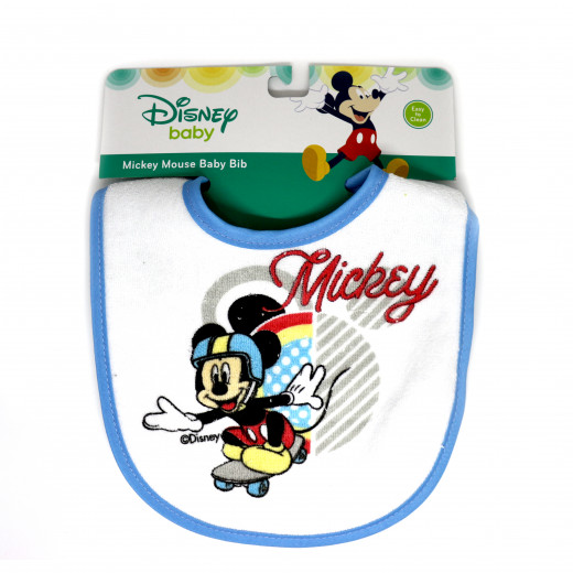 Mickey & Minnie Cotton Baby Bib, Blue