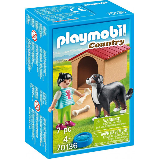 مجموعة لعب بشكل الكلب مع بيت الكلب مكونة من 7 قطع من بلاي موبيل