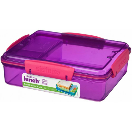 Sistema Lunch Snack Attack Duo, 975 ml, Assorted Colours - Purple
