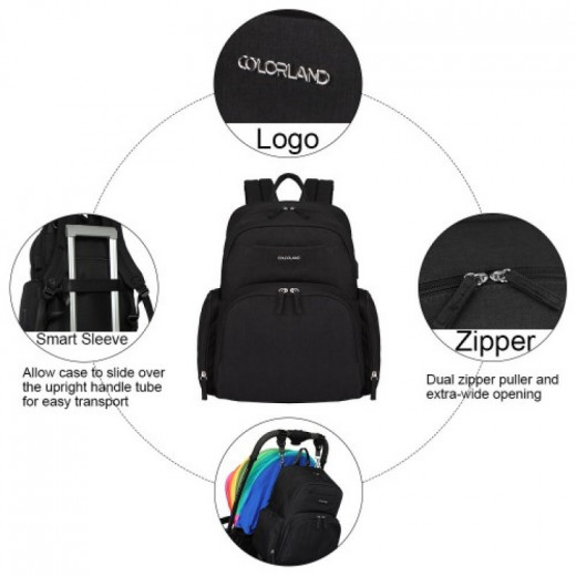 Colorland Baby Changing Backpack with Built in USB Port (Black)