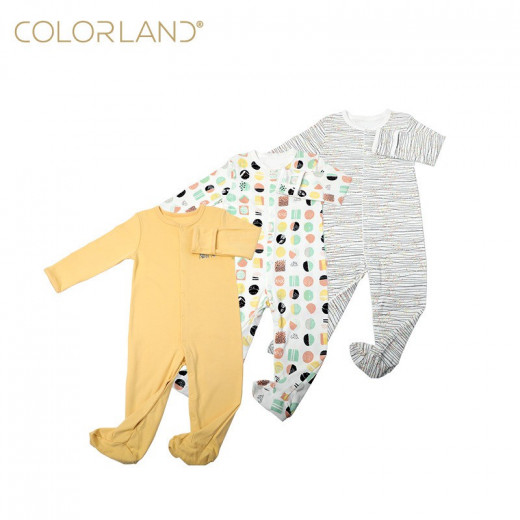 Colorland Long-Sleeve Baby Overall 3 Pieces In One Pack 6-9 Months