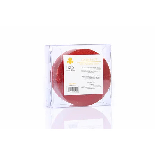 Iris Glycerin Soap with Natural Luffa 200g, Red
