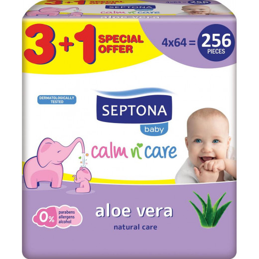 Septona Baby Wipes Aloe Vera 64pcs 3+1