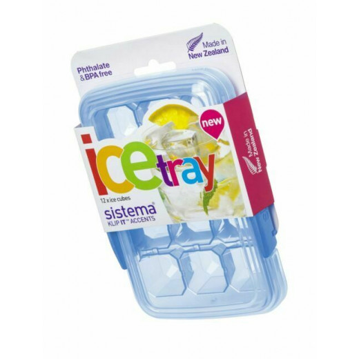 Sistema Klip It Accents Ice Cube Tray With Lid 12 Cubes, Blue