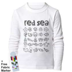 بلوزة ذات أكمام طويلة للتلوين  بتصميم البحر الأحمر للأطفال من عمر 7-8  سنوات من ملبس