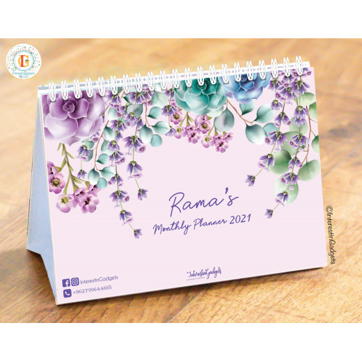 InterestinGadgets Personalized Monthly Desk Calendar for 2021, Floral