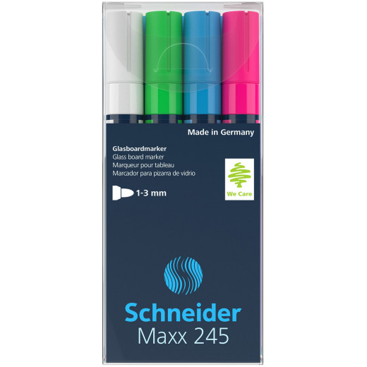 قلم ماركر سوداء ، خضراء ، زرقاء ، حمراء 4 قطع من شنايدر ماكس