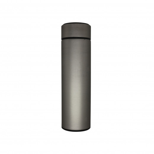 Insulated Water Bottle, Thermos Shape, Silver, 500 ml