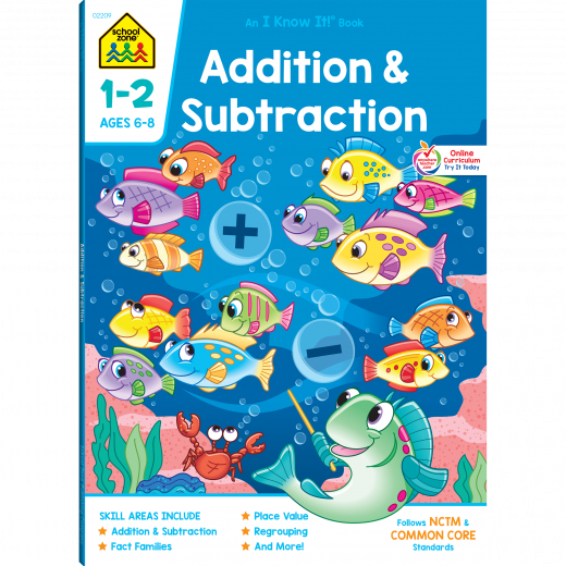 School Zone Addition & Subtraction 1-2 Workbook