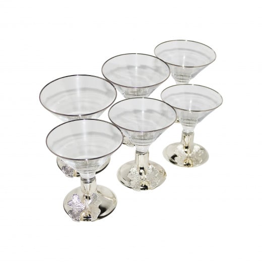 Set of 6 Ice-Cream Glass Bowls Designed with Butterfly