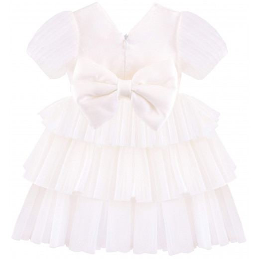فستان بتصميم الأميرات  4 قطع للبنات لعمر 0-3 أشهر ، باللون الأبيض